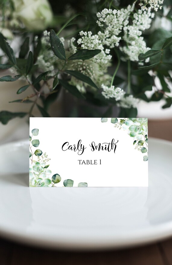 Succulent Name Place Card Template Wedding Name Table Seating - Etsy