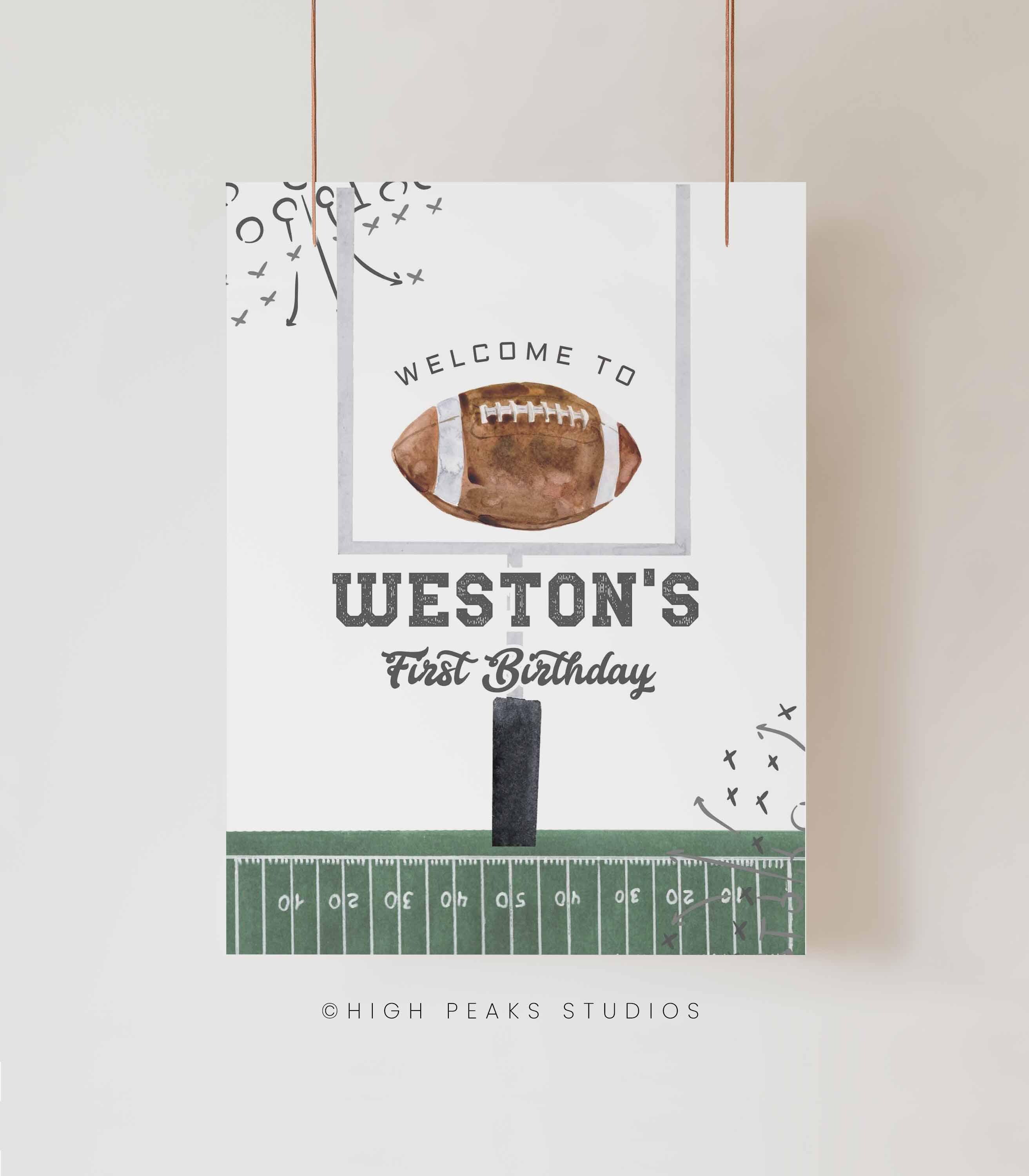 Football Birthday Welcome Signage, It's Game Time, Game on Birthday ...