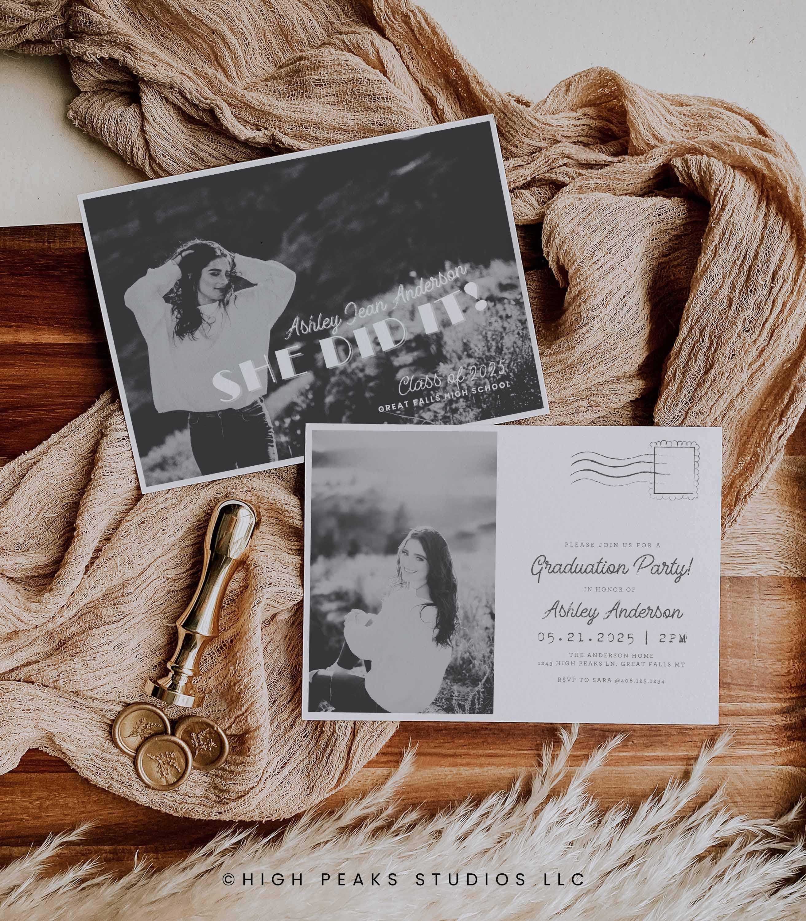 Vintage Postcard Inspired Graduation Party Invitation, Graduate Card Senior  Announcement, High School Graduation Card Template, Canva File - Etsy Israel, image size:2625x3000