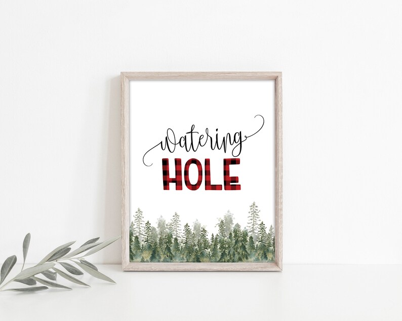 Lumberjack Watering Hole Sign Printable Drink Bar Sign | Etsy