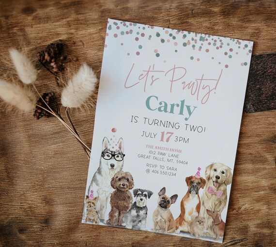 Vet Editable dog and Cat Birthday Invitation Let's Pawty Birthday Puppy & Kitten Pawty Invite a62 Pink Girl Doggie Shelter Animal Vet Editable dog and Cat Birthday Invitation Let's Pawty Birthday Puppy & Kitten Pawty Invite a62 Pink Girl Doggie Shelter Animal