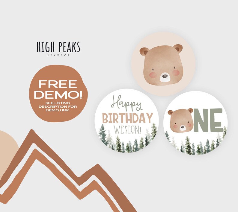 Cupcake Topper Templatebear Birthday Boy Cupcake Toppers1st - Etsy