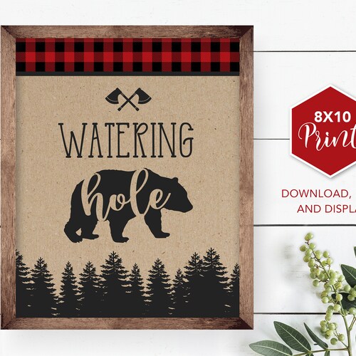 Watering Hole Lumberjack Party Sign Instant Download Drink - Etsy