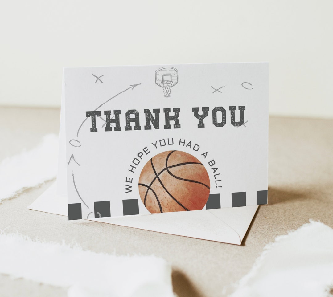 Folded Thank You Card Printable, Basketball Rookie Year Theme, Canva ...
