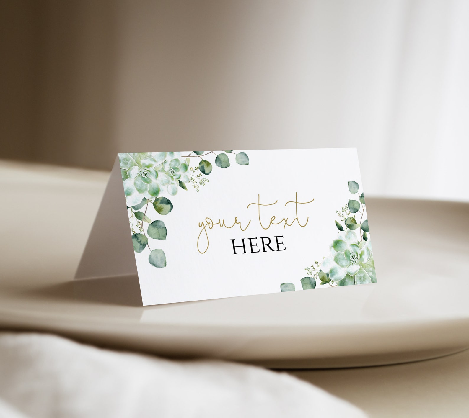 Greenery Food Tent Template Flat food label cardSucculent Eucalyptus Baby Shower DecorEditable Place Card100 Editable TextDownloadp36