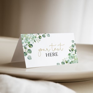 Greenery Food Tent Vorlage, Flache Lebensmitteletikettkarte, Sukkulente Eukalyptus-Babypartydekor, bearbeitbare Platzkarte, 100% bearbeitbarer Text, Herunterladen, S.36