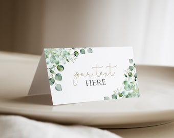 Greenery Food Tent Template, Flat food label card,Succulent Eucalyptus Baby Shower Decor,Editable Place Card,100% Editable Text,Download,p36