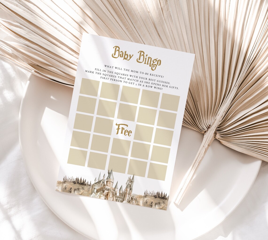 Baby Bingo Game Card Printable Wizard Baby Shower Activity Etsy