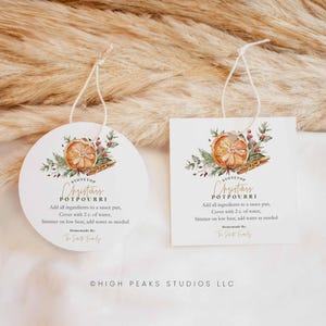 Etiquette cadeau Noël pot-pourri sur la cuisinière Etiquette cadeau enseignant Cadeau voisin, vacances Noël parfums Imprimable mijotage Étiquette pot-pourri sur cuisinière