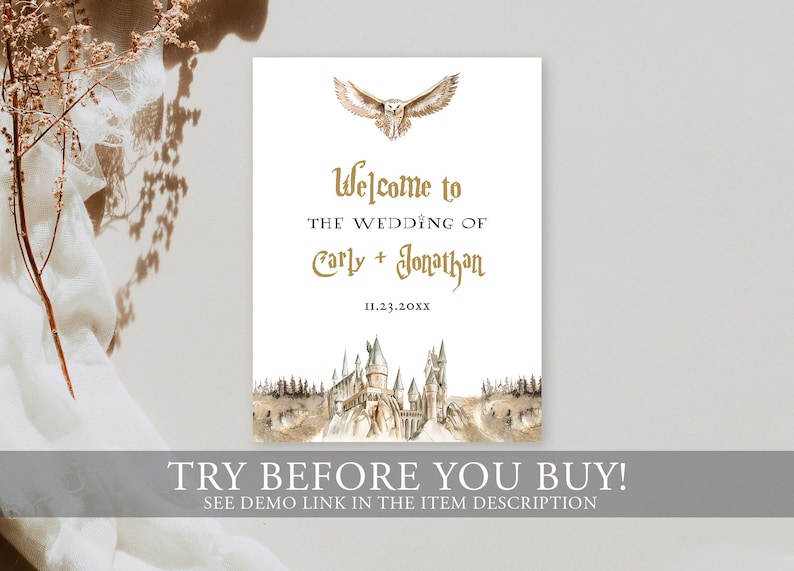 Wizard Wedding Welcome Sign, Magical Wedding Welcome Poster Template ...
