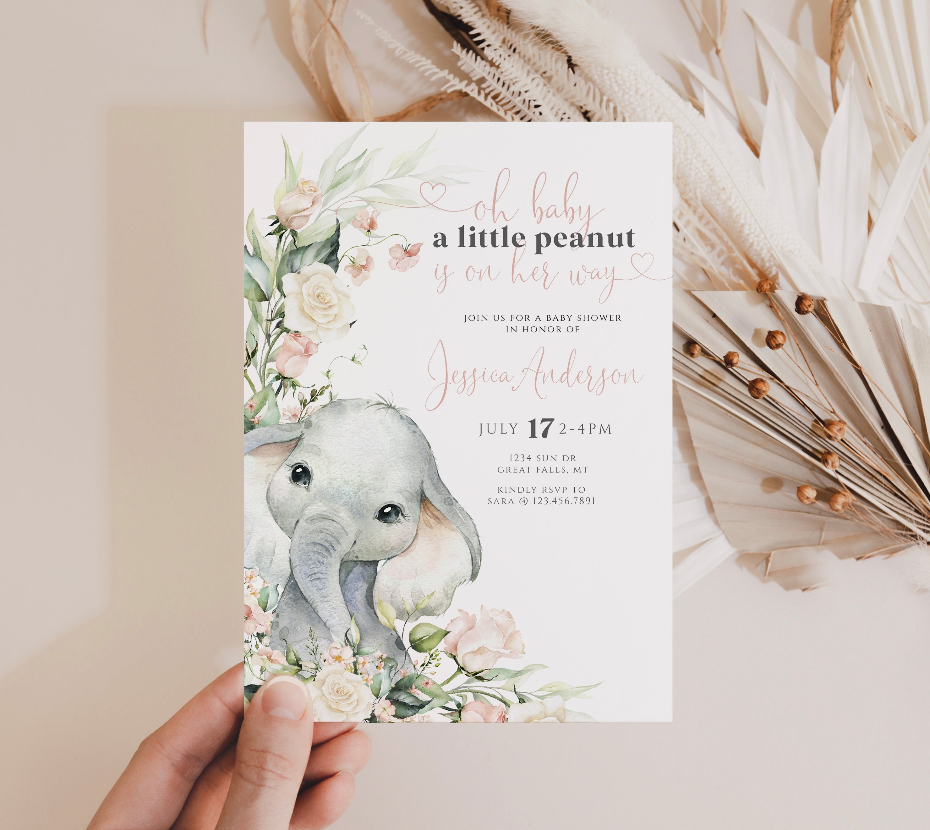 Elephant Baby Shower Invitation Template A Little Peanut is Etsy