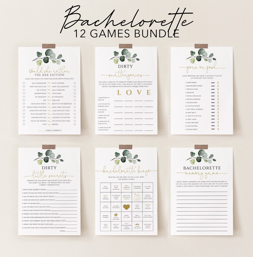 Bachelorette Party Game Bundle Card Printables Greenery foto