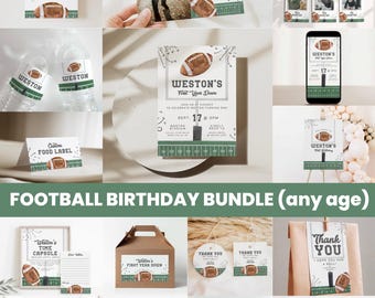 Fußball-Geburtstagseinladung, 1 Jahr Down-Geburtstag, Rookie-Geburtstags-Set, Vintage Fußball Großes Bundle zum Ausdrucken, Digital A98