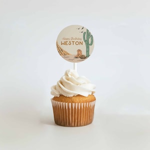 Editable Western Birthday Cupcake Topper Printables, How the West Was ...