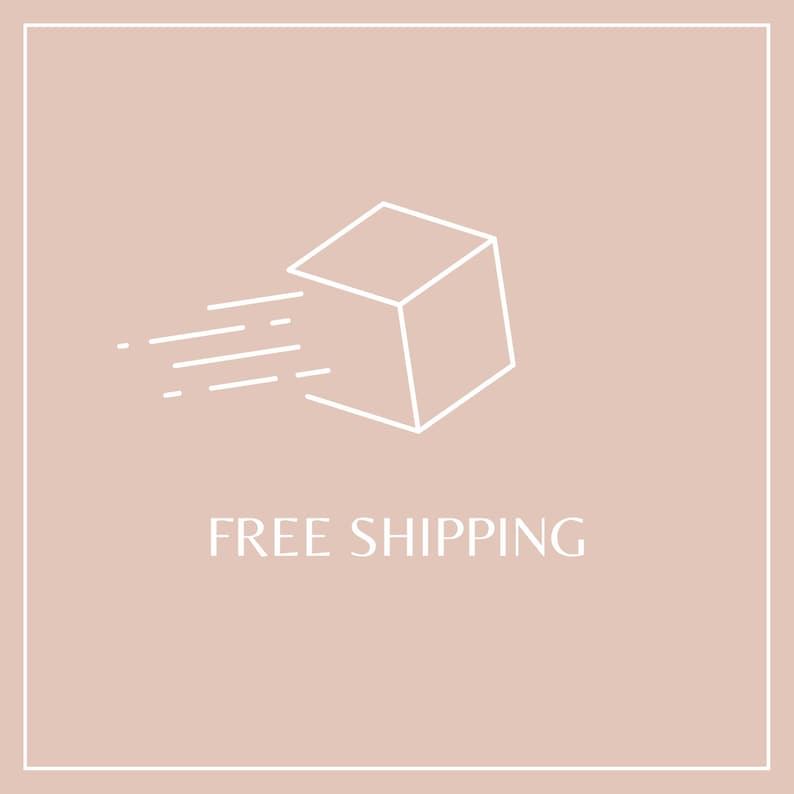 Pu&ograve; includere: Un contorno bianco di una scatola con linee di movimento, su uno sfondo marrone chiaro. Il testo "FREE SHIPPING" &egrave; sotto la scatola in un carattere pulito senza grazie, il tutto all'interno di un bordo bianco.