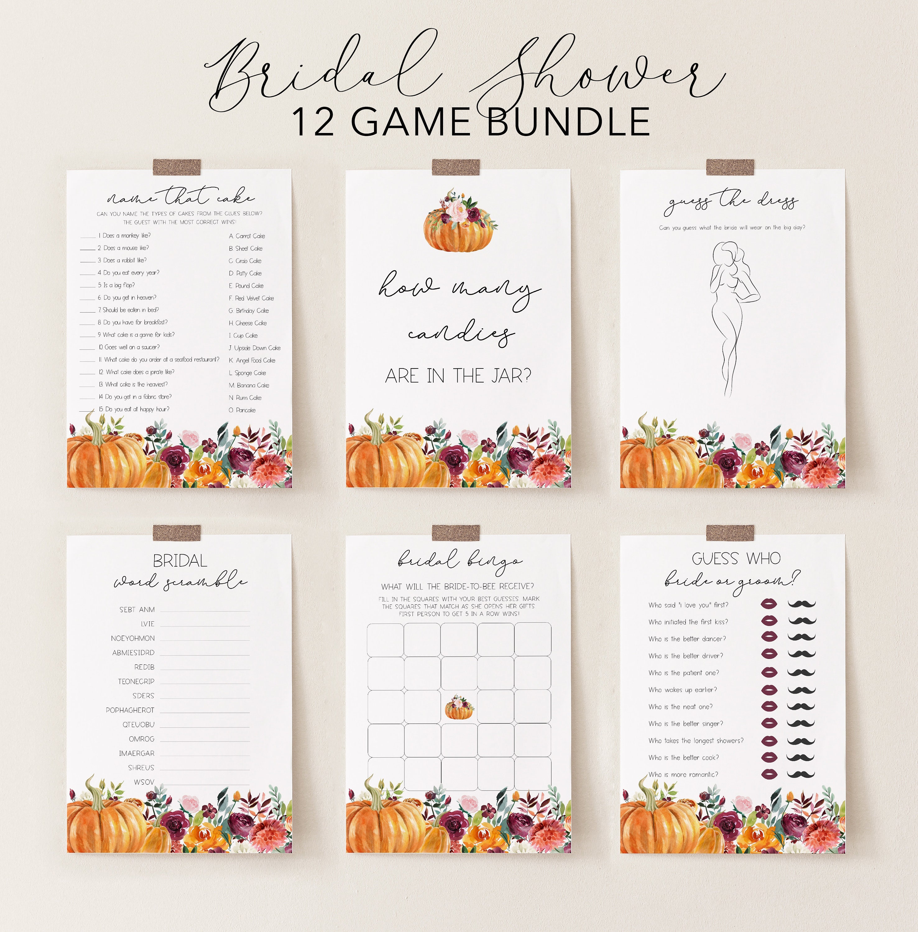 Fall Bridal Shower Game Bundle Printables Harvest Bridal - Etsy