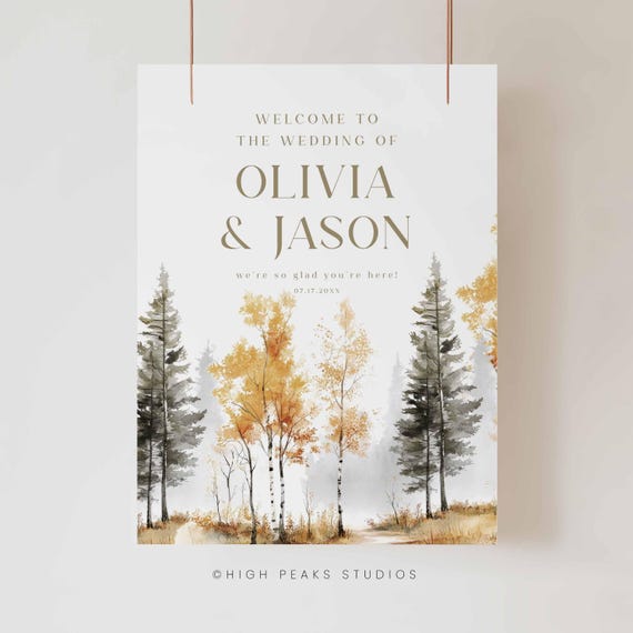 Autumn Wedding Welcome Sign