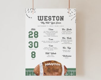 Milestone Poster, Football Birthday Stats Board,Babies First Year Statistics Board,My First Year Poster Board,Digital Download Printable,A98