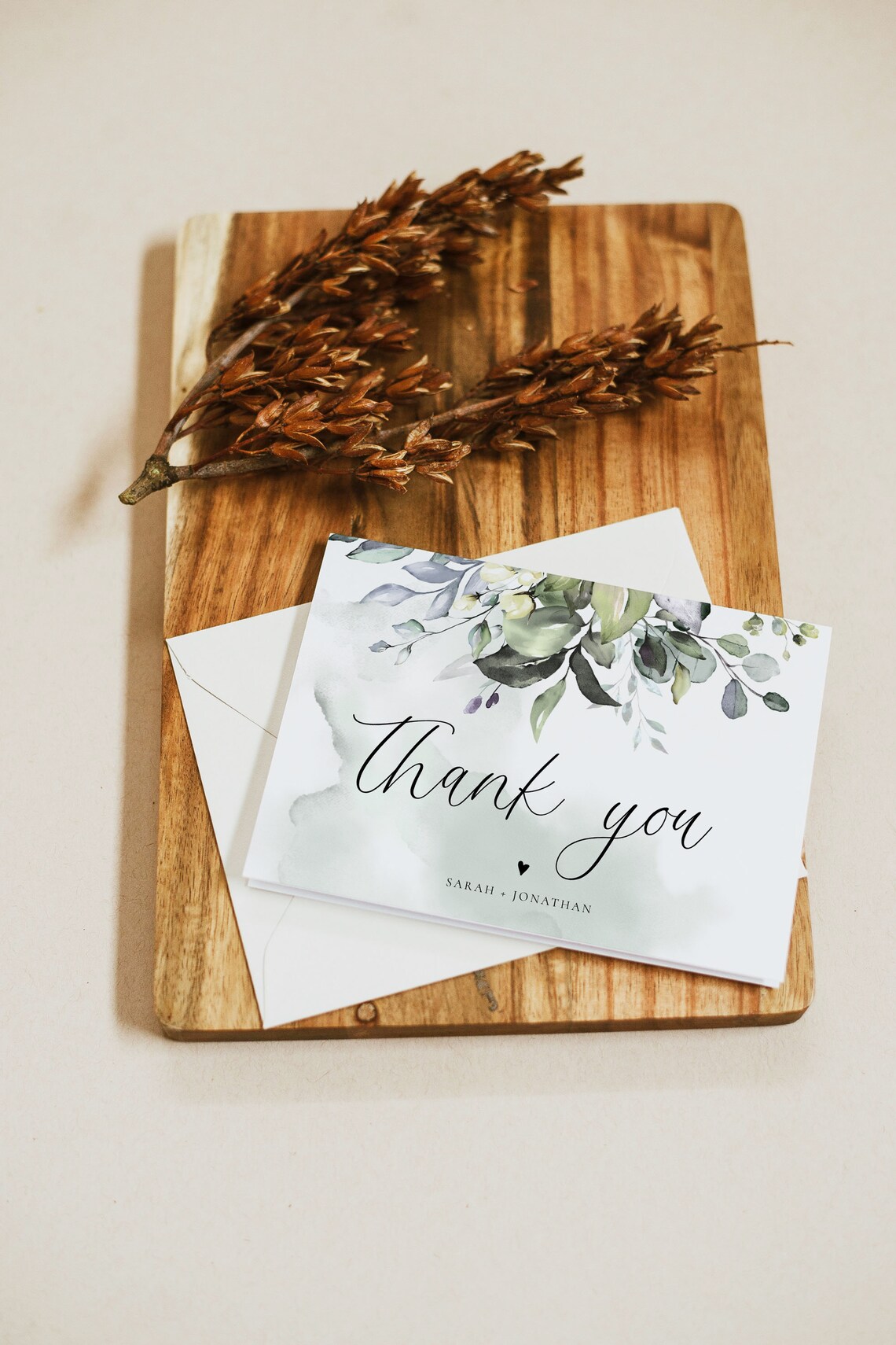 AVERY Folded Thank You Card Template Printable Eucalyptus Etsy