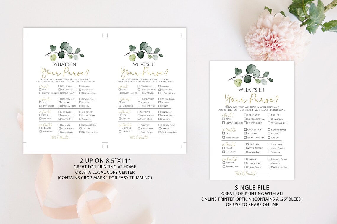 Bridal Shower Game Cards - "What's In Your Purse" 30-Pack, Black & Gold Theme, 5x7 Inch Laminated 5 thumbnail image
