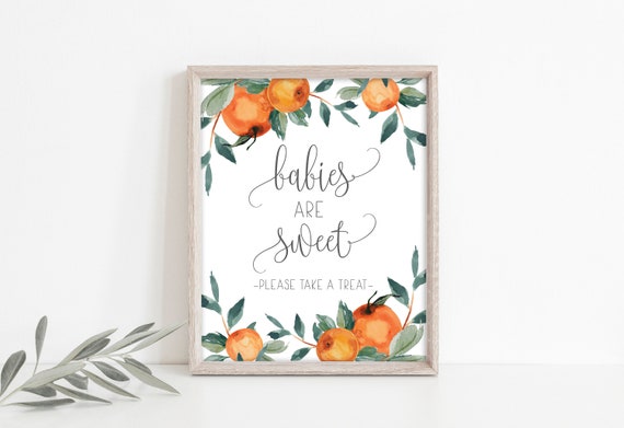 Babies are Sweet Treat Sign Printable Citrus Baby Shower | Etsy