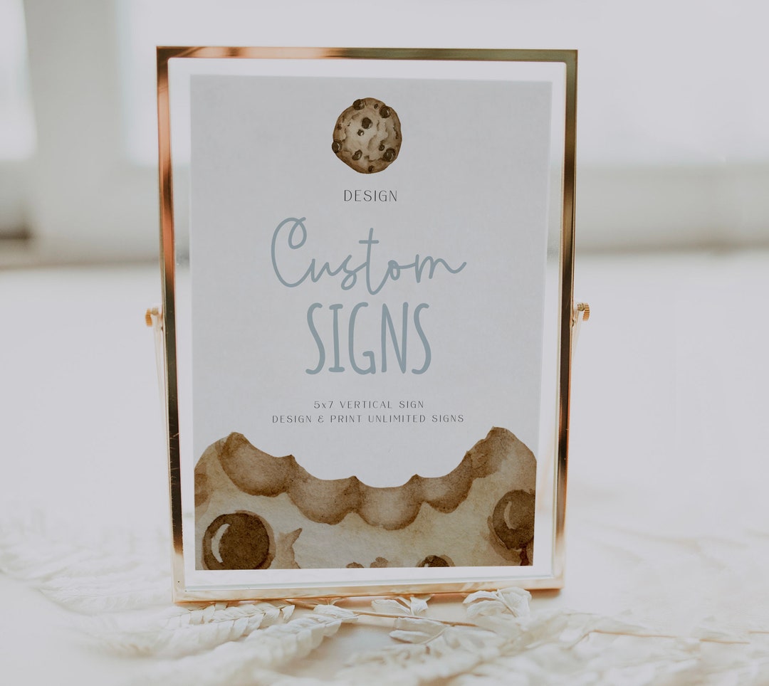 Editable 5x7 Custom Sign Sign Template, Cookie Birthday Signage Decor ...