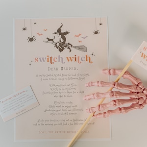 Switch Witch Printable Set, Familie Süßes oder Saures Traditionen, Candy Switch Out Set, Pastellfarben, Canva-Vorlage, Halloween Kids