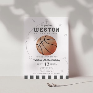 Basketball Birthday Invitation Printable, Vintage Basketball Invite ...