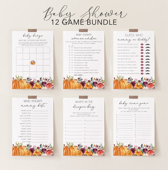 Fall Baby Shower Game Bundle Printables Harvest Baby Shower | Etsy