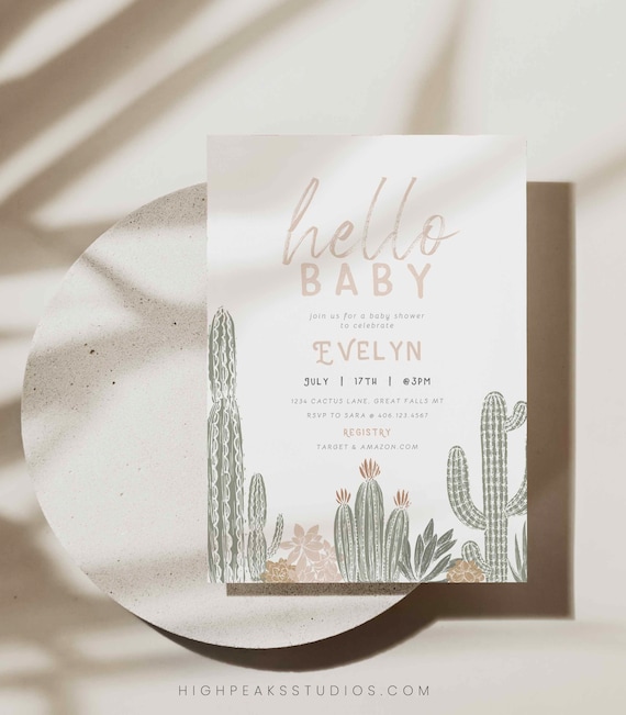 Bearbeitbare Kaktus-Babyparty-Einladung, Fiesta-Wste Boho Gender Neutral  Sukkulenten-Babyparty-Einladung, druckbare Canva Digitale Datei, a158 -  Etsy.de
