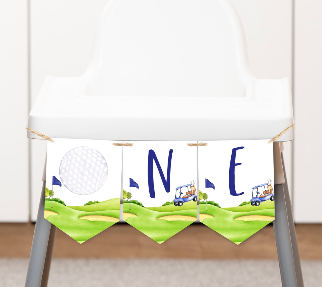 Golf High Chair Banner, Hole in One 1st First Birthday Boy High Chair