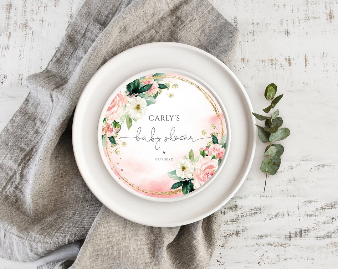 Charger Plate Insert Template, Floral Baby in Bloom Baby Shower, DIY