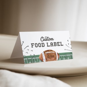 Editable Food Tent Template,Flat food label card,Football Birthday Sprots Baby Shower Boy,Birthday Place Card,Edit all Text,Digital File A98