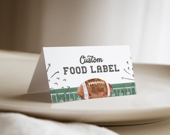 Editable Food Tent Template,Flat food label card,Football Birthday Sprots Baby Shower Boy,Birthday Place Card,Edit all Text,Digital File A98