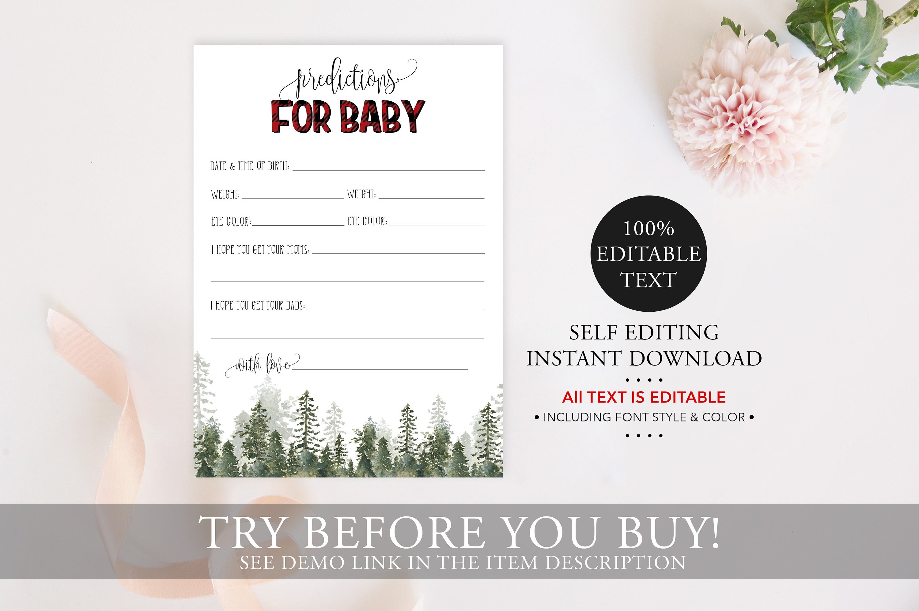 Lumberjack Baby Shower Game Bundle Printables Rustic Pine - Etsy