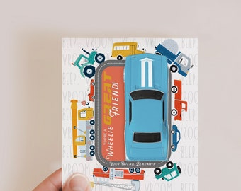 Hot Wheels Car Valentine Gift Printable, A Wheelie Great Friend, I like how you Roll, Classroom Kids,Customize with Canva, Edit all Text,V01