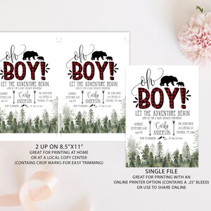 Lumberjack Baby Shower Invitation Editable, Buffalo Plaid Wilderness Bear Invitation, Rustic Boy Shower, EDIT ALL TEXT, Instant Download,A01 image 5