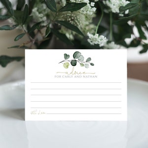 Conseils d'eucalyptus pour l'heureux couple imprimable, carte de mariage de verdure, carte de conseils pour la mariée, modifier tout le texte, téléchargement immédiat, P33