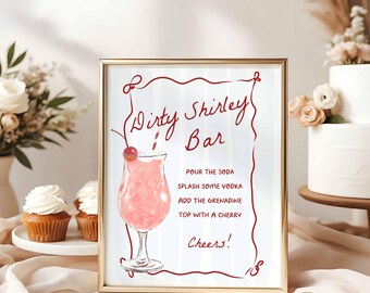 EDITABLE Dirty Shirley Bar Sign, Summer BBQ Signature Drink Bar Menu, Spiked Shirley Temple Menu, Baby Bridal Shower Decor Template, HPS603b