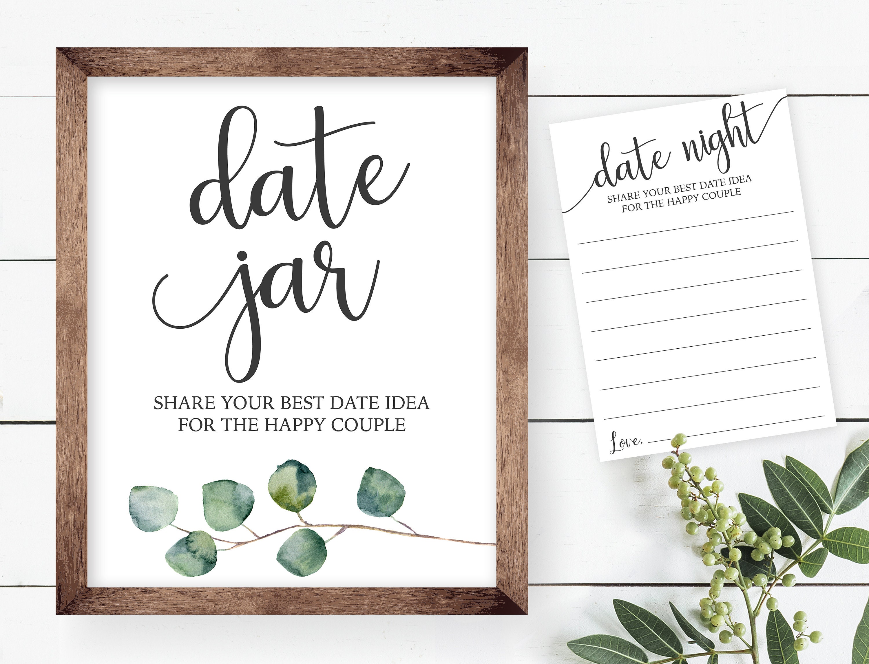 Date Night Ideas Sign, Wedding Date Night Advice, Date Night Card, Wedding  Sign, Bridal Shower Game-1 Sign and 50 Advice Cards (23D)