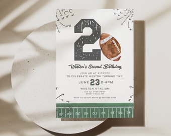Football Birthday Invitation, Second Birthday, Game On, Football Invite, Editable All Star birthday Invite Template, Boy Birthday Invite,a98