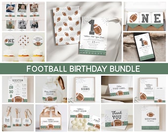 Football Birthday Invitation Bundle, First Year Down Birthday, Rookie Year Birthday Set,Vintage Football Large bundle printables,Digital a98