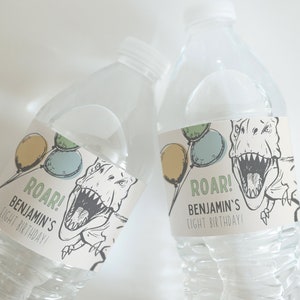 Dinosaur Party Water Bottle Label Printable Template - Etsy