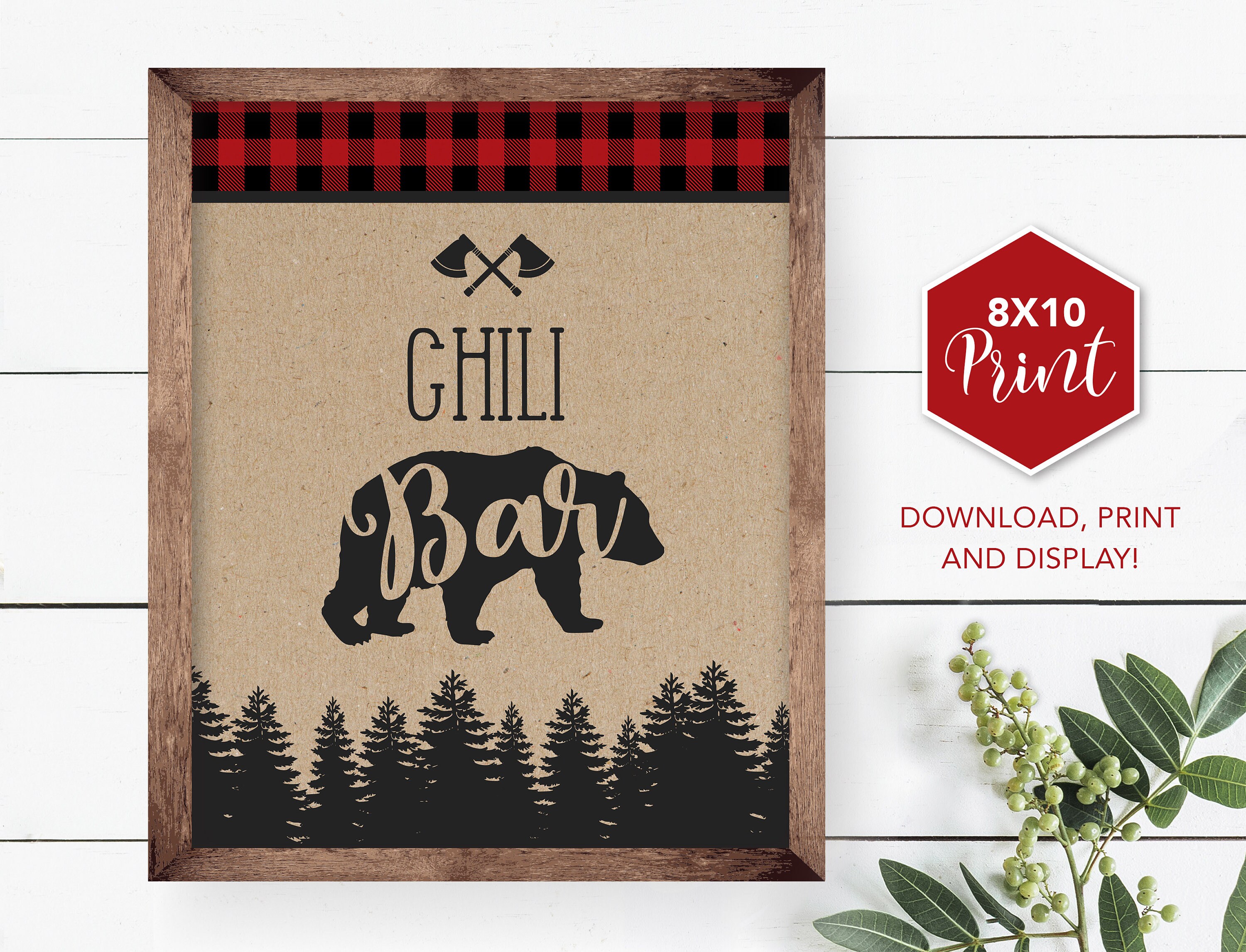 Chili Bar Sign One Happy Camper First Birthday Decorations Bar Camping Hunting  Fishing Birthday Party Favor Lumberjack 