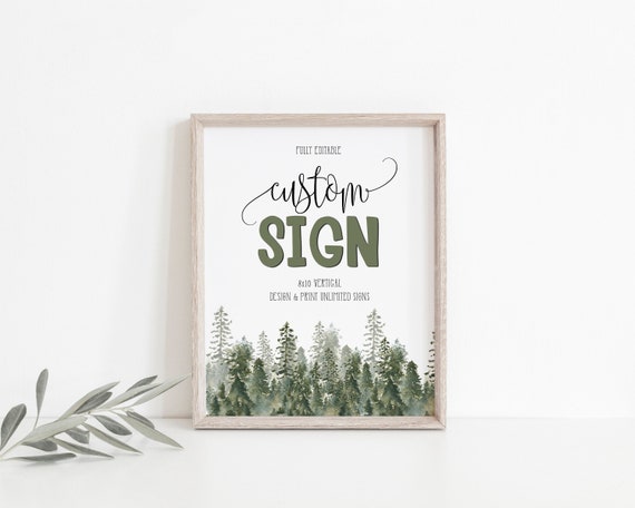 8x10 Custom Sign Template Rustic Pine Tree Sign Woodland | Etsy