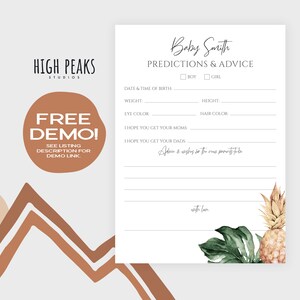 Predictions for Baby Printable Card Guess Statistics for New - Etsy