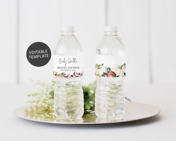 Fall Water Bottle Label Template Autumn Bridal Shower - Etsy