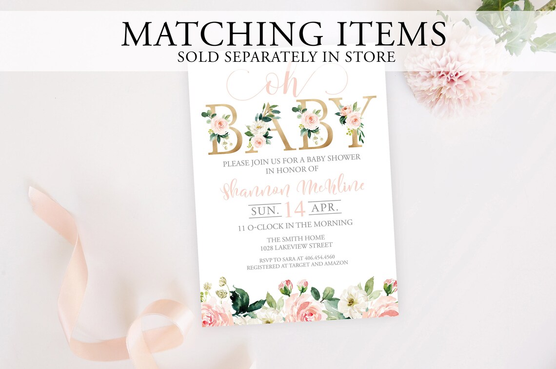 Mom-osa Bar Sign Printable Blush Floral and Gold Shower 8x10 | Etsy