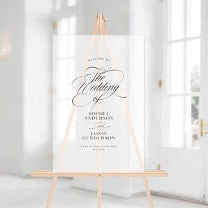 Script Wedding Welcome Sign, Minimalist Elegant Calligraphy (Frosted Acrylic, Poster, Foam Board) mo01 Frosted Acrylic
