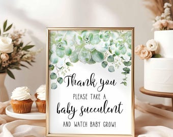 Letrero &quot;Mira cómo crece tu bebé&quot;, Baby Shower de suculentas, Letrero de recuerdo de suculentas, Letrero de agradecimiento, Letrero &quot;Por favor, tómese uno&quot;, Archivos imprimibles de decoración HP2